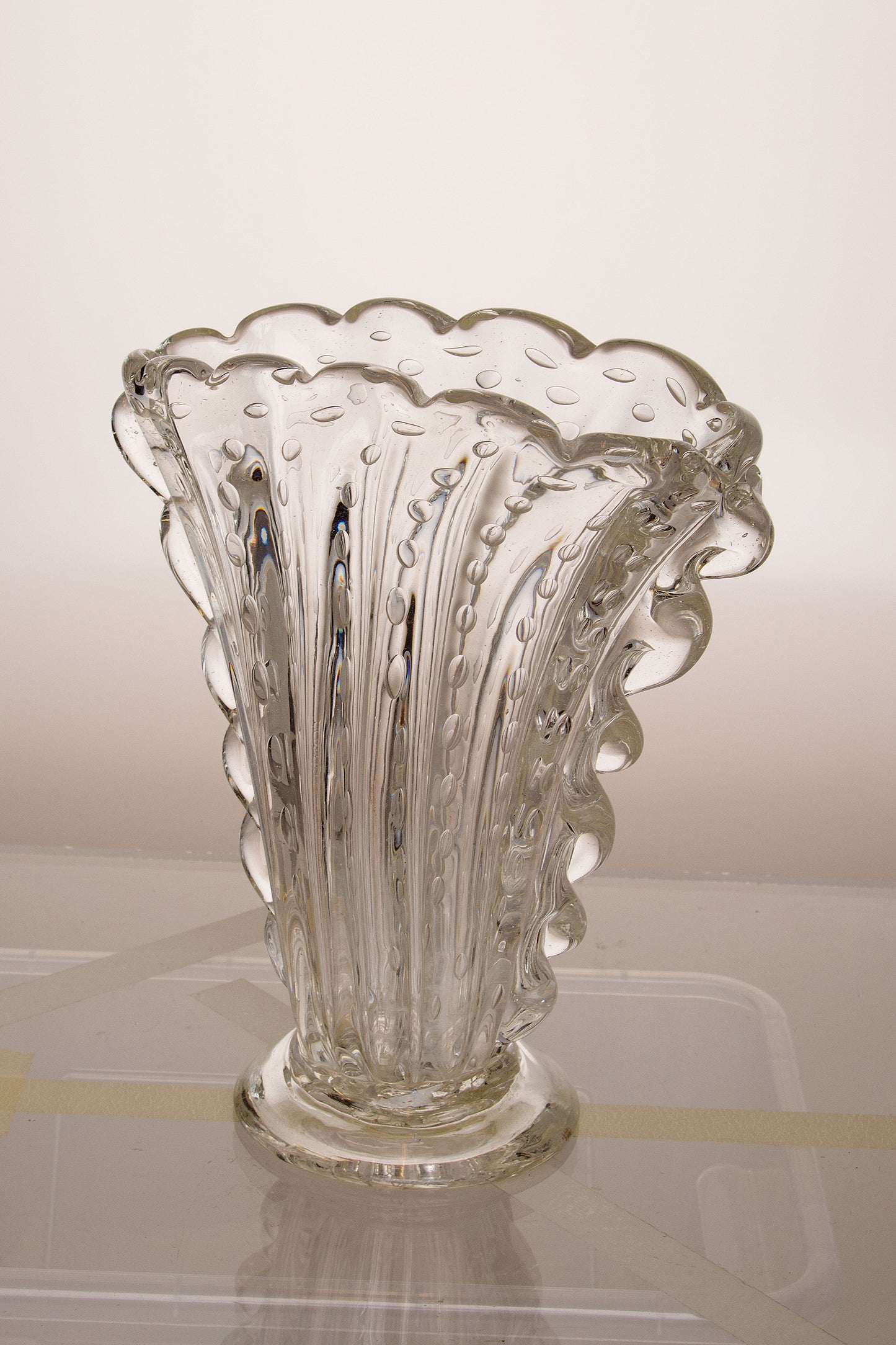 Vaso in vetro cristallo Veneziano Barovier e Toso, Murano anni '30-Lo Stile Italiano