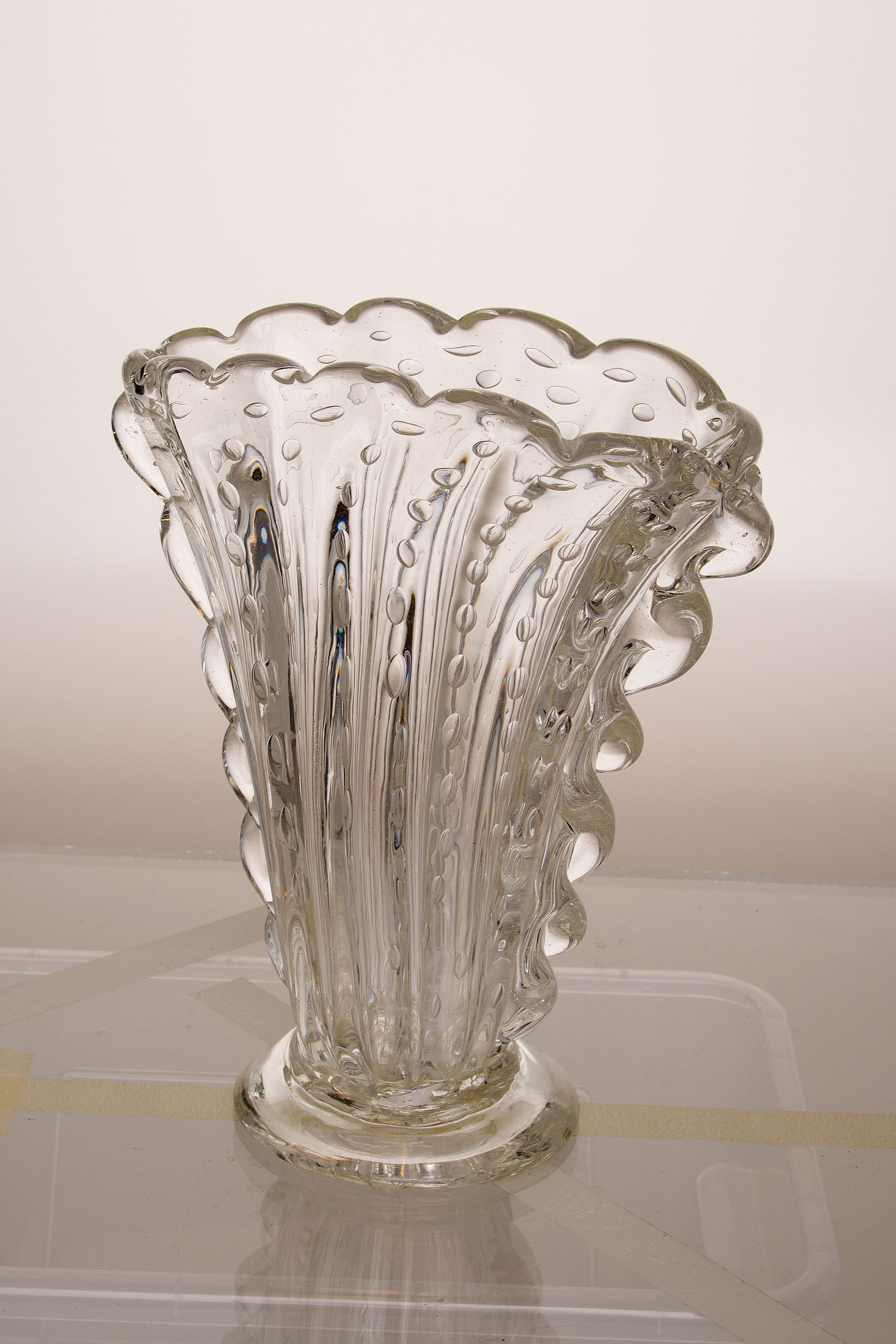 Vaso in vetro cristallo Veneziano Barovier e Toso, Murano anni '30-Lo Stile Italiano