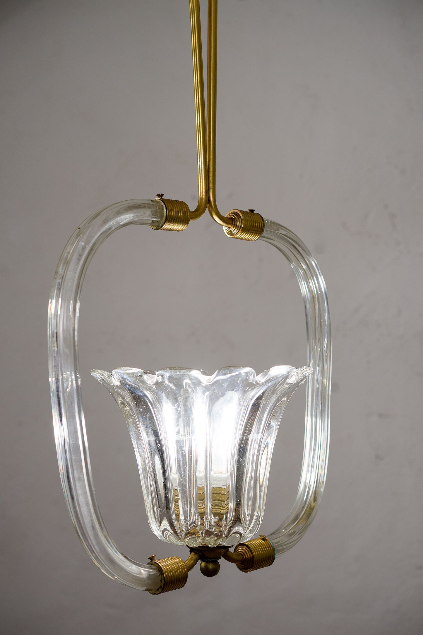 lampadario Mid century in vetro costolato di Murano-Lo Stile Italiano