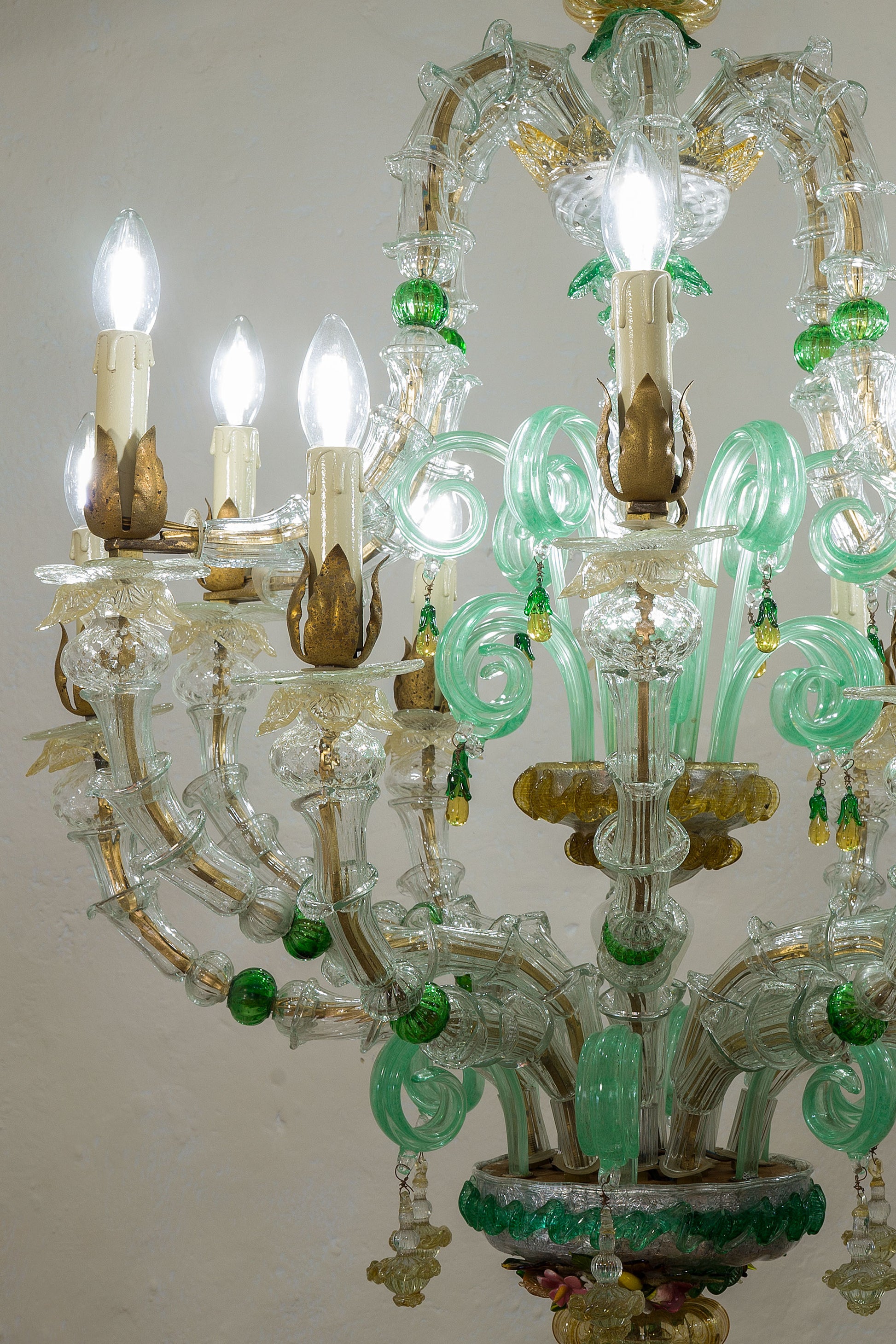 Coppia lampadari per ristoranti in vetro soffiato, stile 700.| Lo Stile Italiano