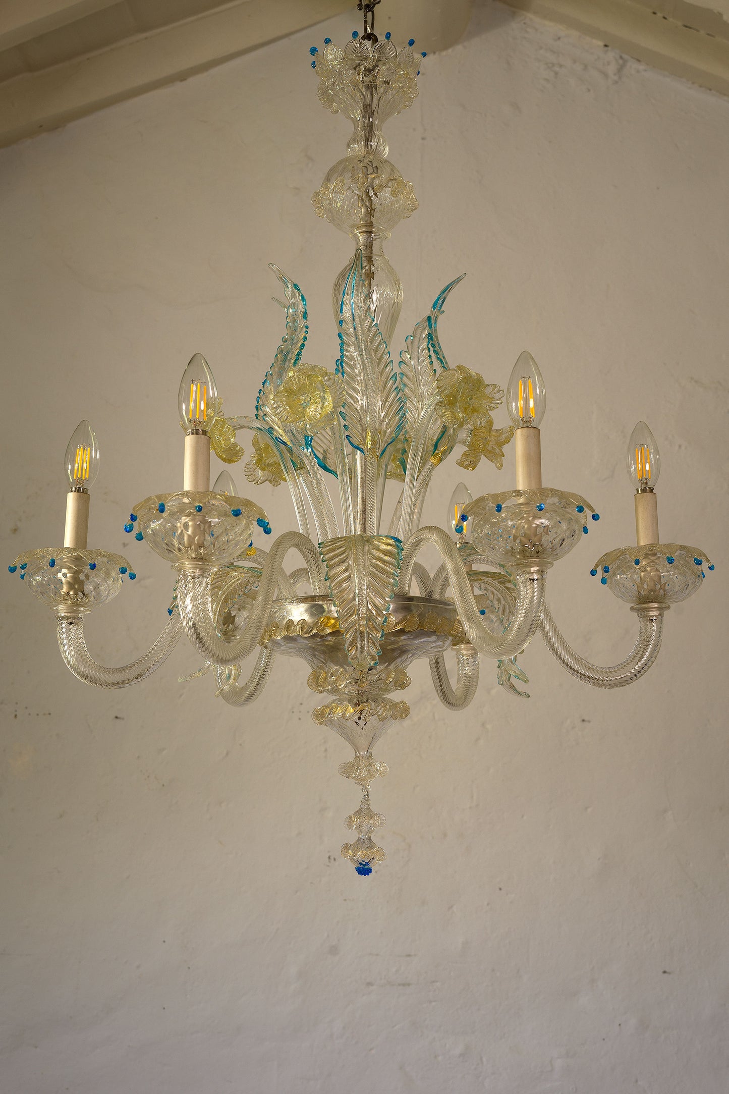 Lampadario di Murano anni '40 vetro Balloton.| Lo Stile Italiano