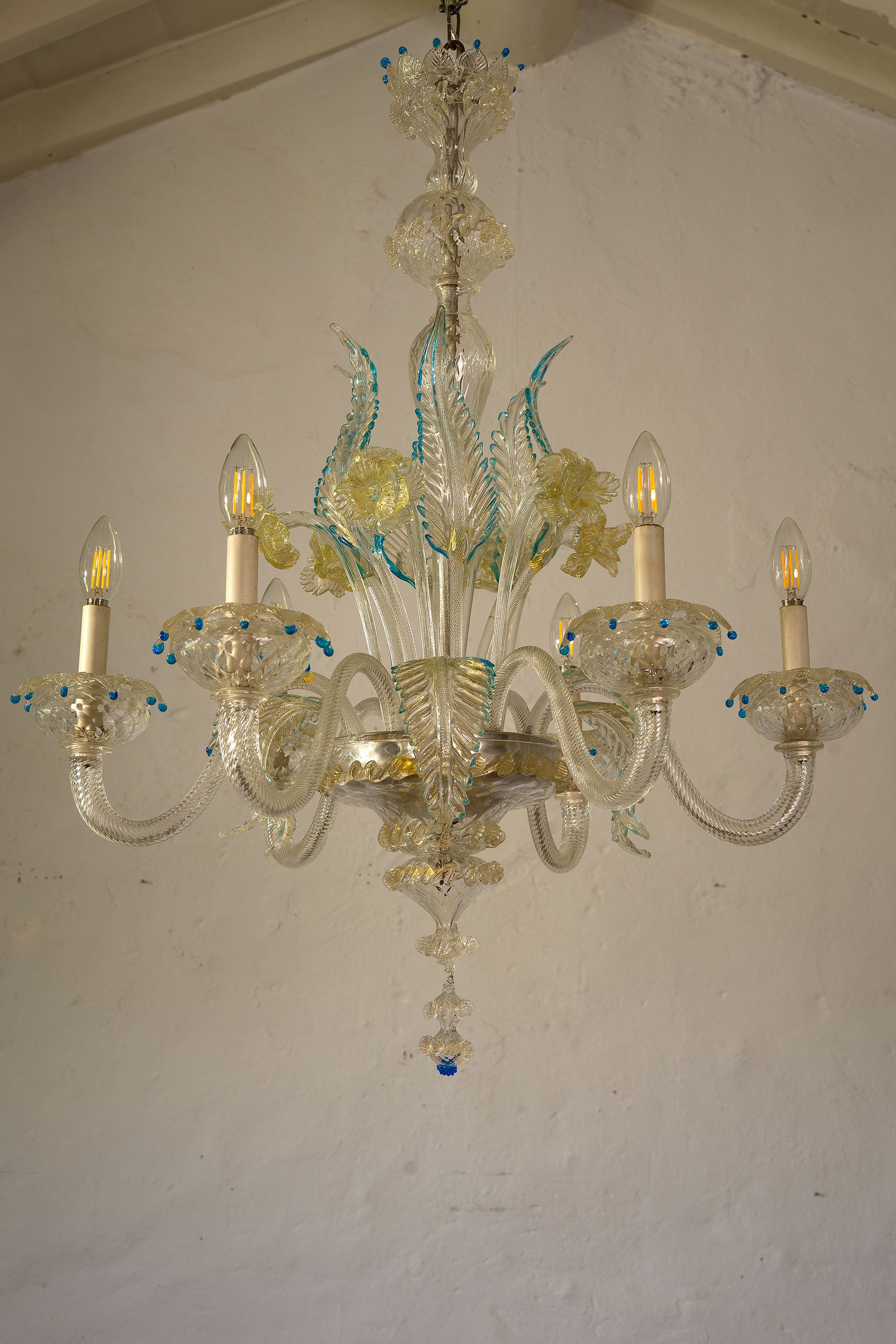 Lampadario di Murano anni '40 vetro Balloton.| Lo Stile Italiano
