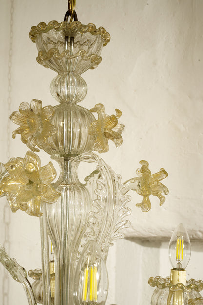 Lampadario di Murano in vetro soffiato, Classico veneziano-Lo stile Italiano