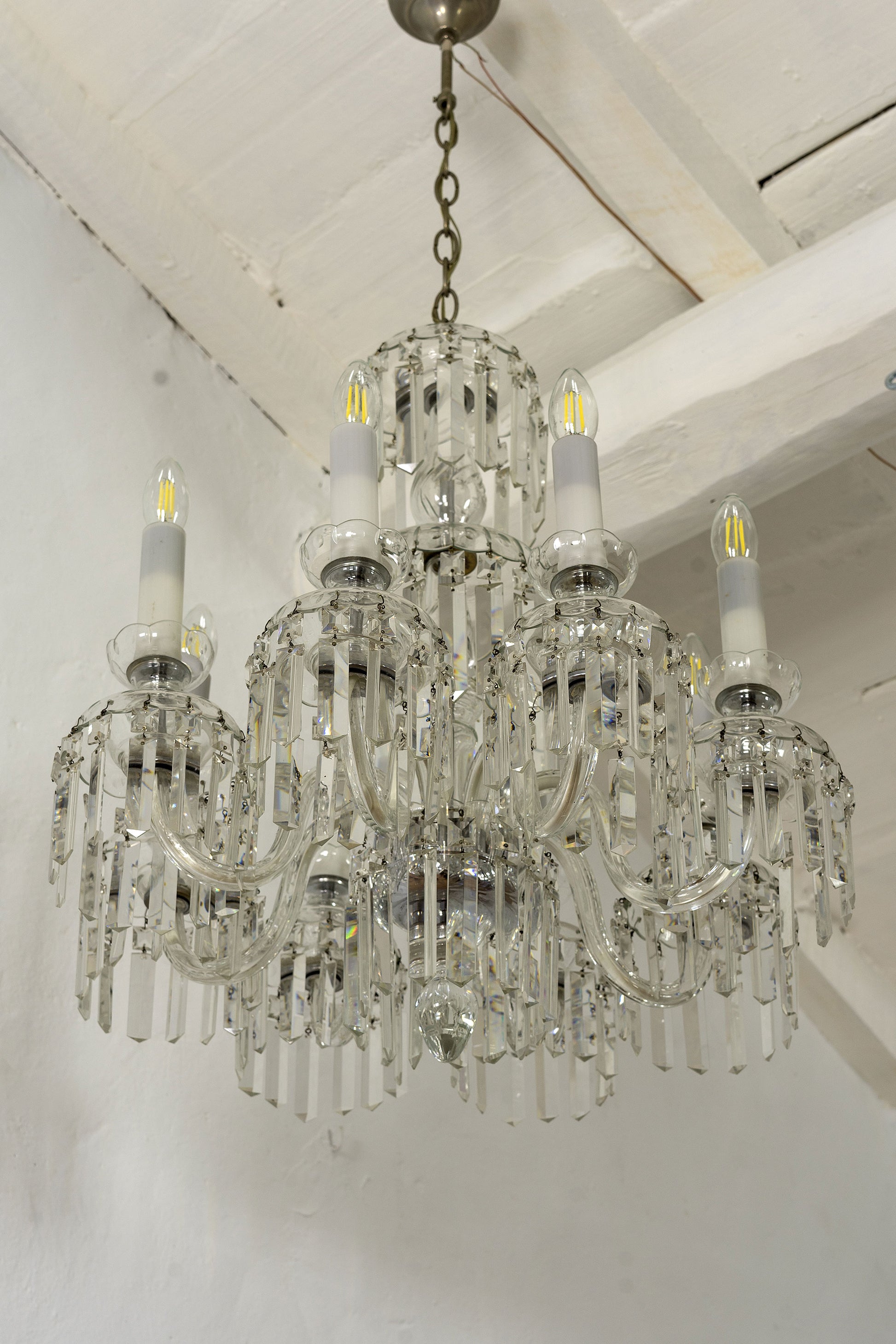 Lampadario Cristallo Di Boemia, Periodo Anni '50, Lo stile Italiano