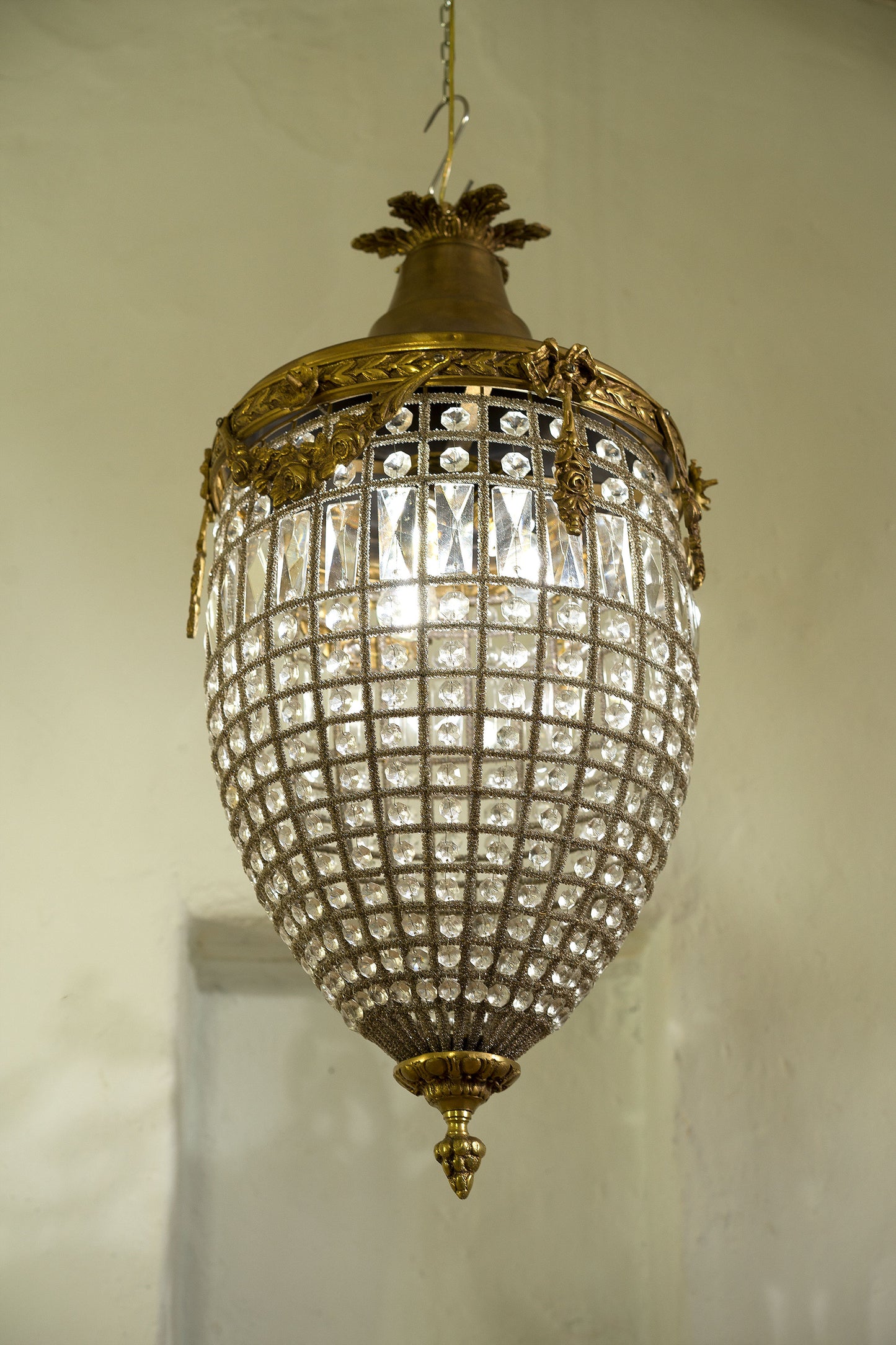 Lanterna antica liberty in ottone e cristallo-Lo Stile Impero