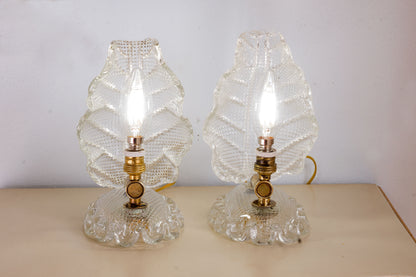Coppia di lampade da tavolo (Abat Jour ) Barovier & Toso in vetro di Murano, Vintage - Lo Stile Italiano