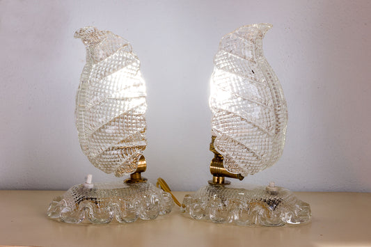 Coppia di lampade da tavolo (Abat Jour ) Barovier & Toso in vetro di Murano, Vintage - Lo Stile Italiano