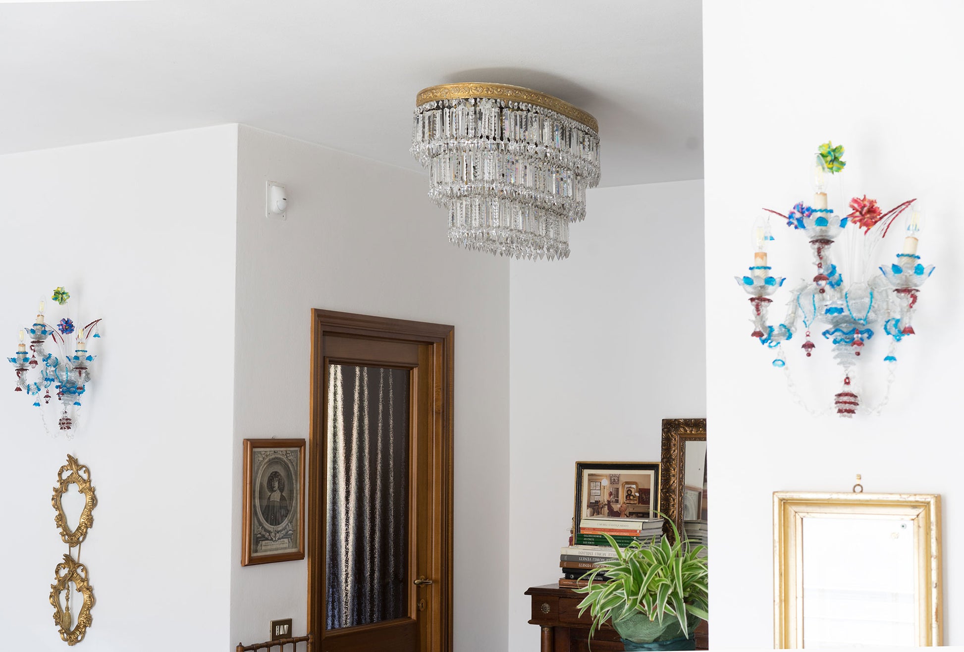 Lampadario vintage di cristallo-Lo Stile Italiano