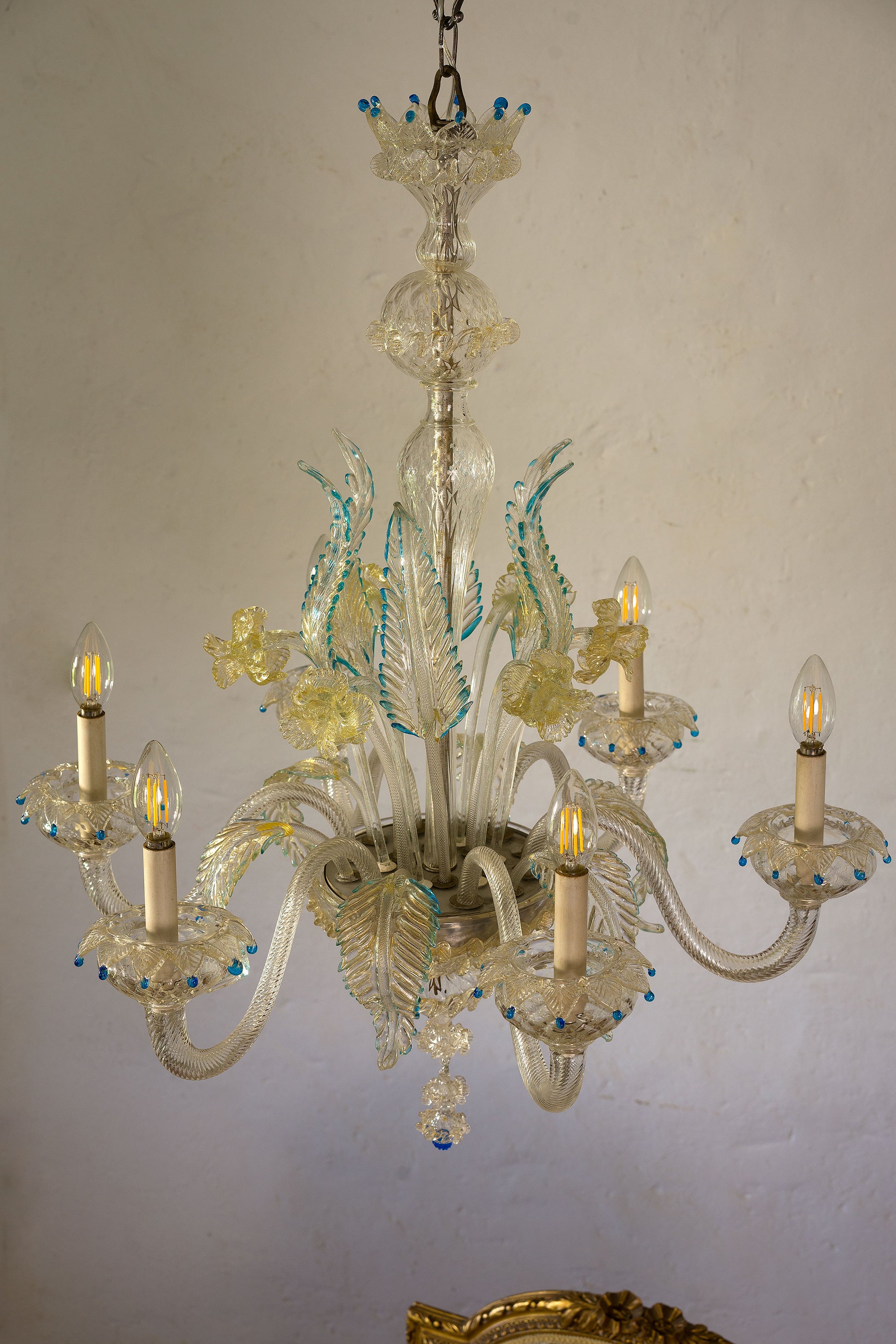 Lampadario antico in vetro soffiato made in Italy.| Lo Stile Italiano