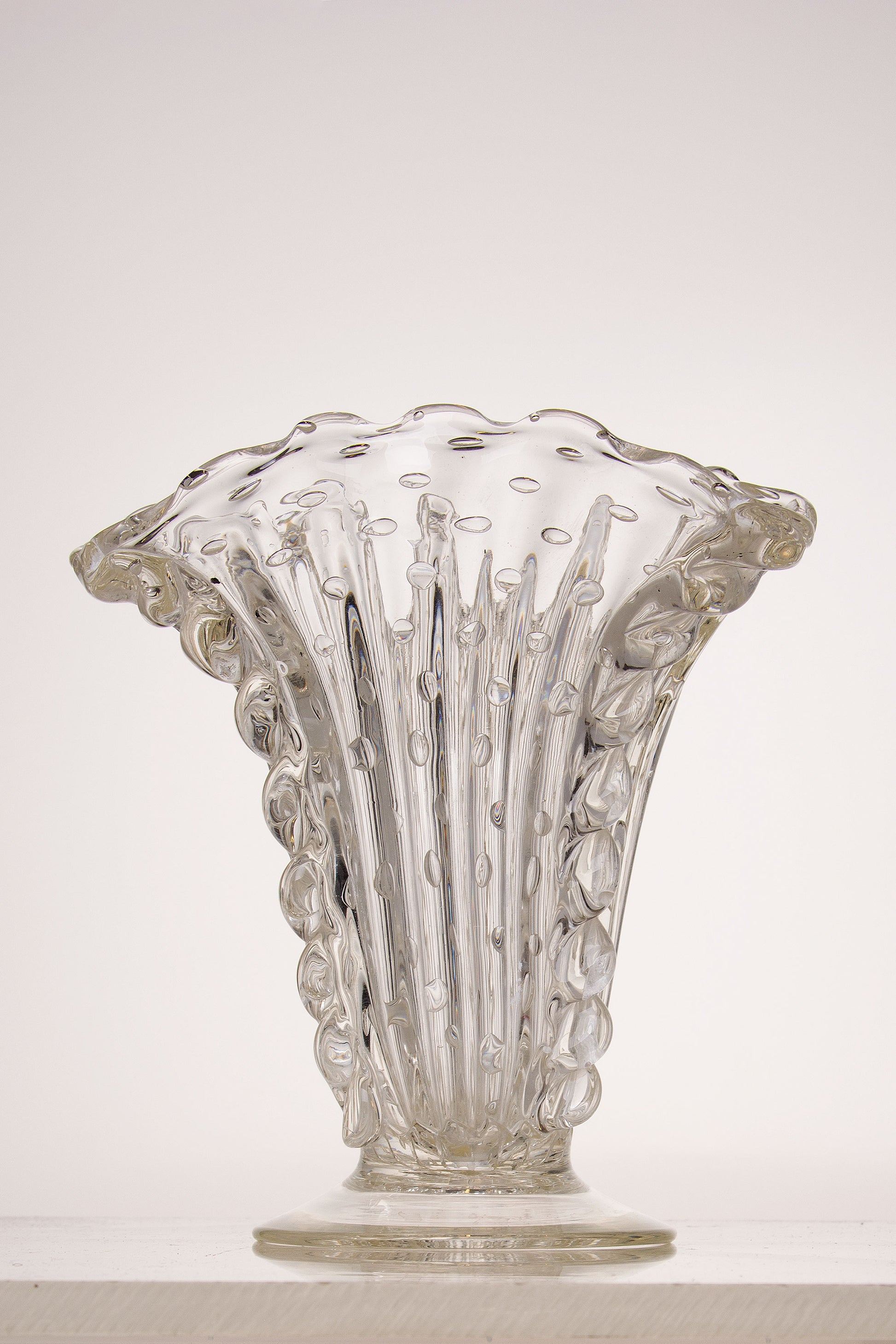 Elegante vaso per fiori in vetro soffiato con bollicine-Lo Stile Italiano
