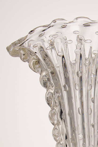 Vaso in vetro di Murano Ercole Barovier decorazione con lavorazione "Bullicante"-Lo Stile Italiano