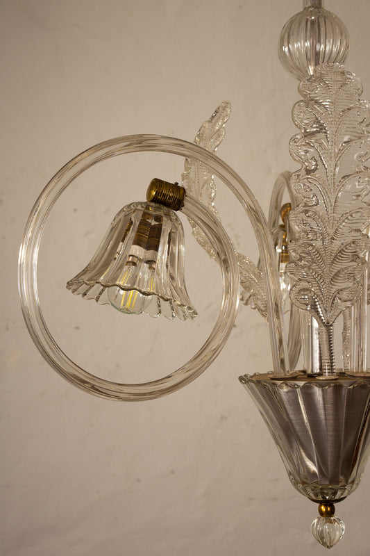 Lampadario in vetro di Murano con Braccio a spirale-Lo stile Italiano