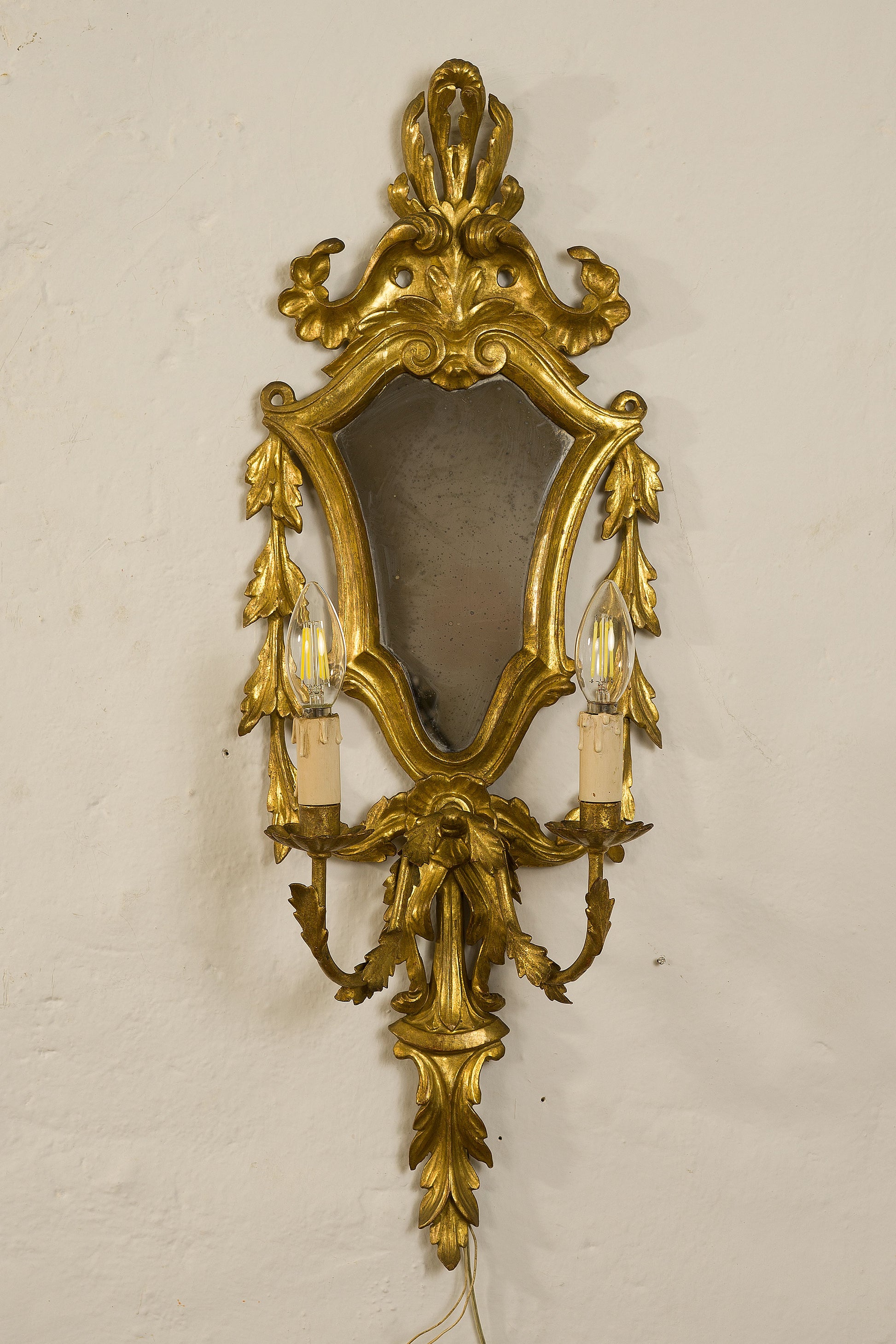 Applique Stile Luigi XV, in legno dorato, restaurate-Lo Stile Italiano