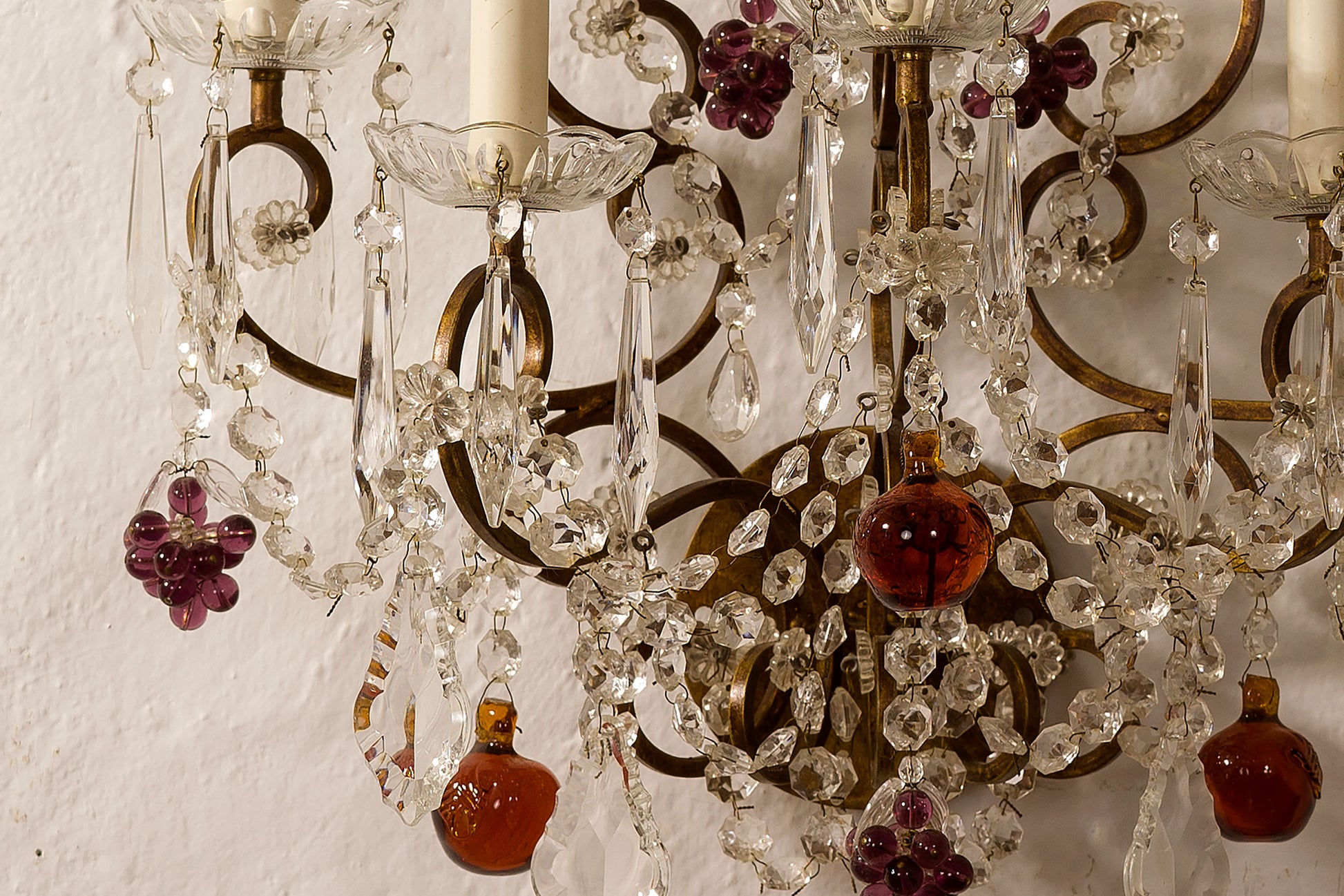 lampada a muro a 5 luci in ferro dorato-Lo Stile Italiano