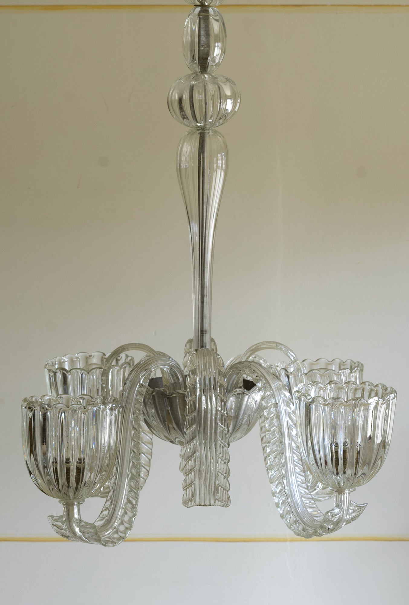 Lampadario in vetro di Murano Ercole Barovier, 4 luci E27-Lo Stile Italiano