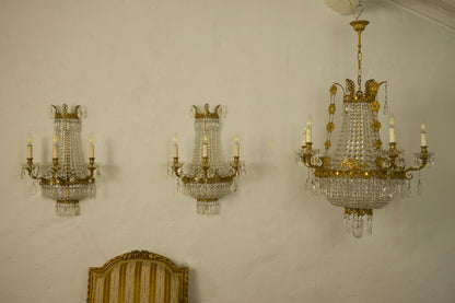 Lampade dalla figura elegante a la forma di mongolfiera, con Lampadario impero 6 luci-Lo Stile Italiano