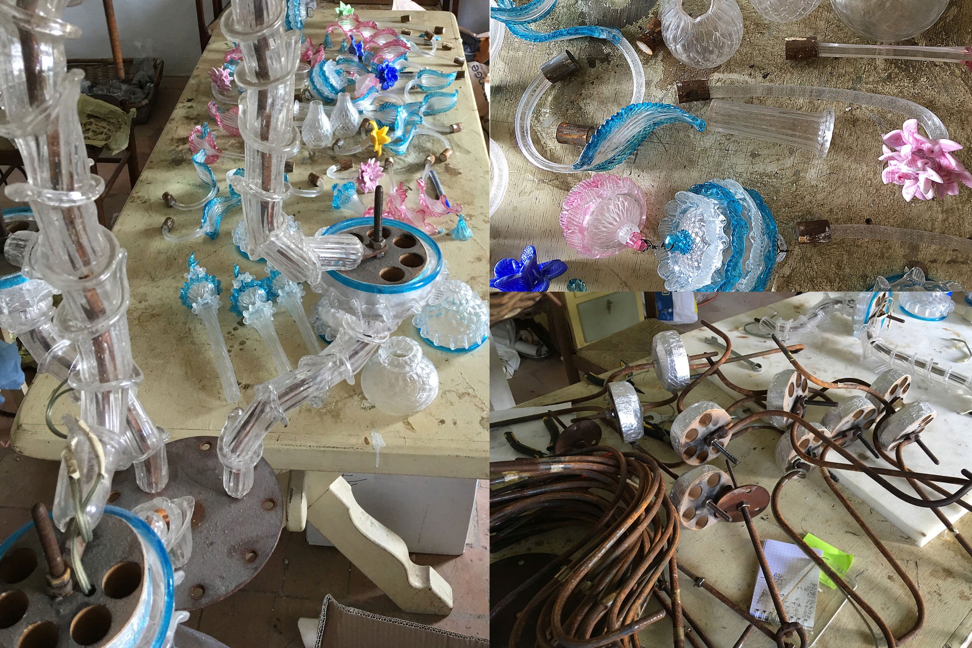 Lampadari di Murano in fase di restauro-Lo-Stile-Italiano